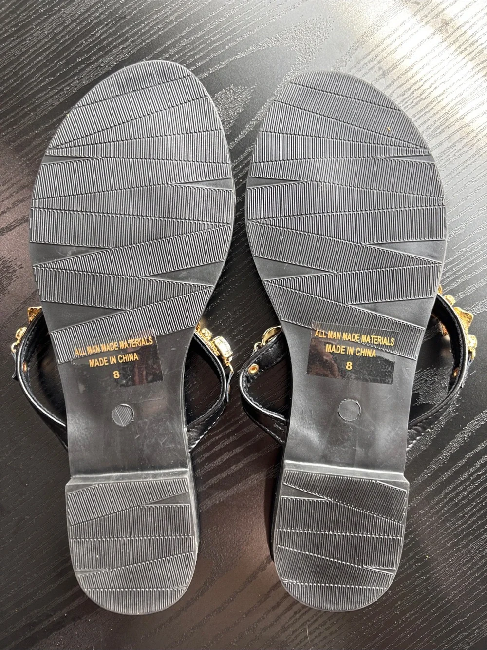 Fashion Nova Black Conch Shell Hardware Flip Flops